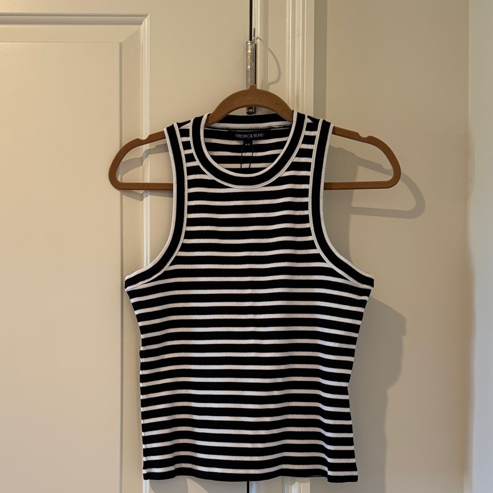 Veronica Beard Monochrome Striped Tank Top